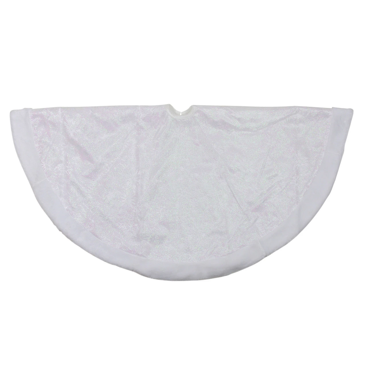 48" White Iridescent Glitter Snowflake Christmas Tree Skirt 4 48" White Iridescent Glitter Snowflake Christmas Tree Skirt - Image 2