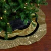 48" Black And Gold Velveteen Floral Scallop Christmas Tree Skirt -Beauty Wreaths Shop northlight l85474 1 98043.1667597478