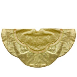 48-Inch Golden Scalloped Velvet Christmas Tree Skirt With A Metallic Trim