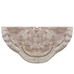 48-Inch Gold Sequins And Glitter Satin Border Christmas Tree Skirt