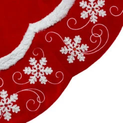 48-Inch Velvet Red And White Snowflake Scallop Christmas Tree Skirt -Beauty Wreaths Shop northlight l87990 2 sample 78033.1667569265
