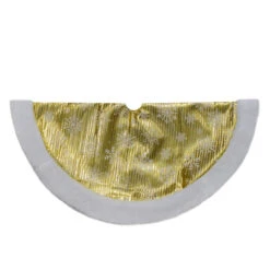 20-Inch Gold And White Metallic Snowflake Print Mini Christmas Tree Skirt