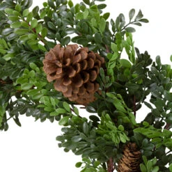 27"Artificial Boxwood And Pine Cone Christmas Wreath-Unlit -Beauty Wreaths Shop northlight ll89744 3 sample 40116.1667535659