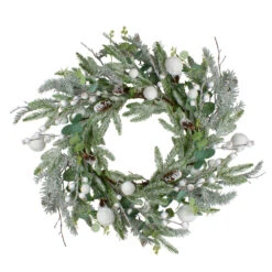 24" Artificial Flocked And Iced Mixed Pine Christmas Wreath