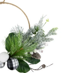 Black And White Plaid Winter Greenery Artificial Christmas Wreath, 18-Inch, Unlit -Beauty Wreaths Shop northlight ll94317 2 74070.1680184575