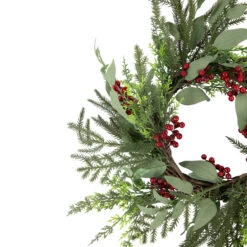 Mixed Foliage And Red Berries Artificial Christmas Wreath, 24-Inch, Unlit -Beauty Wreaths Shop northlight ll94346 2 96642.1680184581