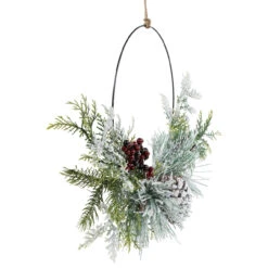 Frosted Mixed Foliage With Berries And Pinecone Artificial Christmas Wreath, 16-Inch, Unlit -Beauty Wreaths Shop northlight ll94348 2 63951.1678220426