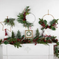Red And Green Foliage, Pinecones And Berries Artificial Christmas, 17-Inch, Unlit -Beauty Wreaths Shop northlight ll94350 styled also20use20for20ll943202cll943212cll94347 08415.1680184577