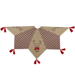 48" Red And Brown Burlap And Plaid Reindeer Christmas Tree Skirt With Tassels -Beauty Wreaths Shop northlight lt90718 5 18316.1667576854