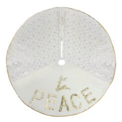 48" Cream And Gold Peace And Reindeer Christmas Tree Skirt 9 48" Cream And Gold Peace And Reindeer Christmas Tree Skirt -Beauty Wreaths Shop northlight lt90720 5 83569.1667530456