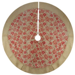 48" Tan And Red Rustic Burlap Poinsettia Christmas Tree Skirt -Beauty Wreaths Shop northlight lt90726 2 updated 83161.1667535647