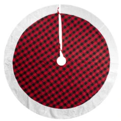 48" Red And Black Buffalo Plaid Christmas Tree Skirt With Faux Fur Trim -Beauty Wreaths Shop northlight lt90733 2 updated 1 39695.1667490812