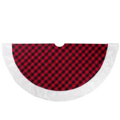 48" Red And Black Buffalo Plaid Christmas Tree Skirt With Faux Fur Trim -Beauty Wreaths Shop northlight lt90733 4 54767.1667490811