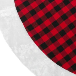 48" Red And Black Buffalo Plaid Christmas Tree Skirt With Faux Fur Trim -Beauty Wreaths Shop northlight lt90733 6 36031.1667490812