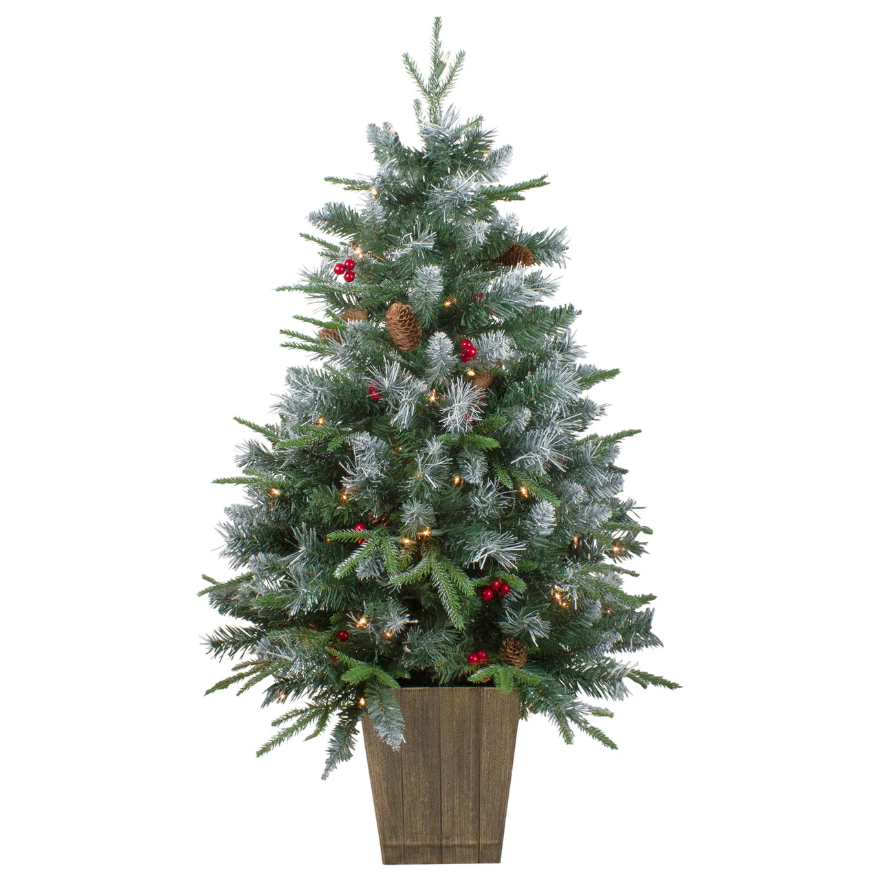 4' Pre-Lit Frosted Mixed Berry Pine Artificial Christmas Tree In Pot - Clear Lights 3 4' Pre-Lit Frosted Mixed Berry Pine Artificial Christmas Tree In Pot - Clear Lights