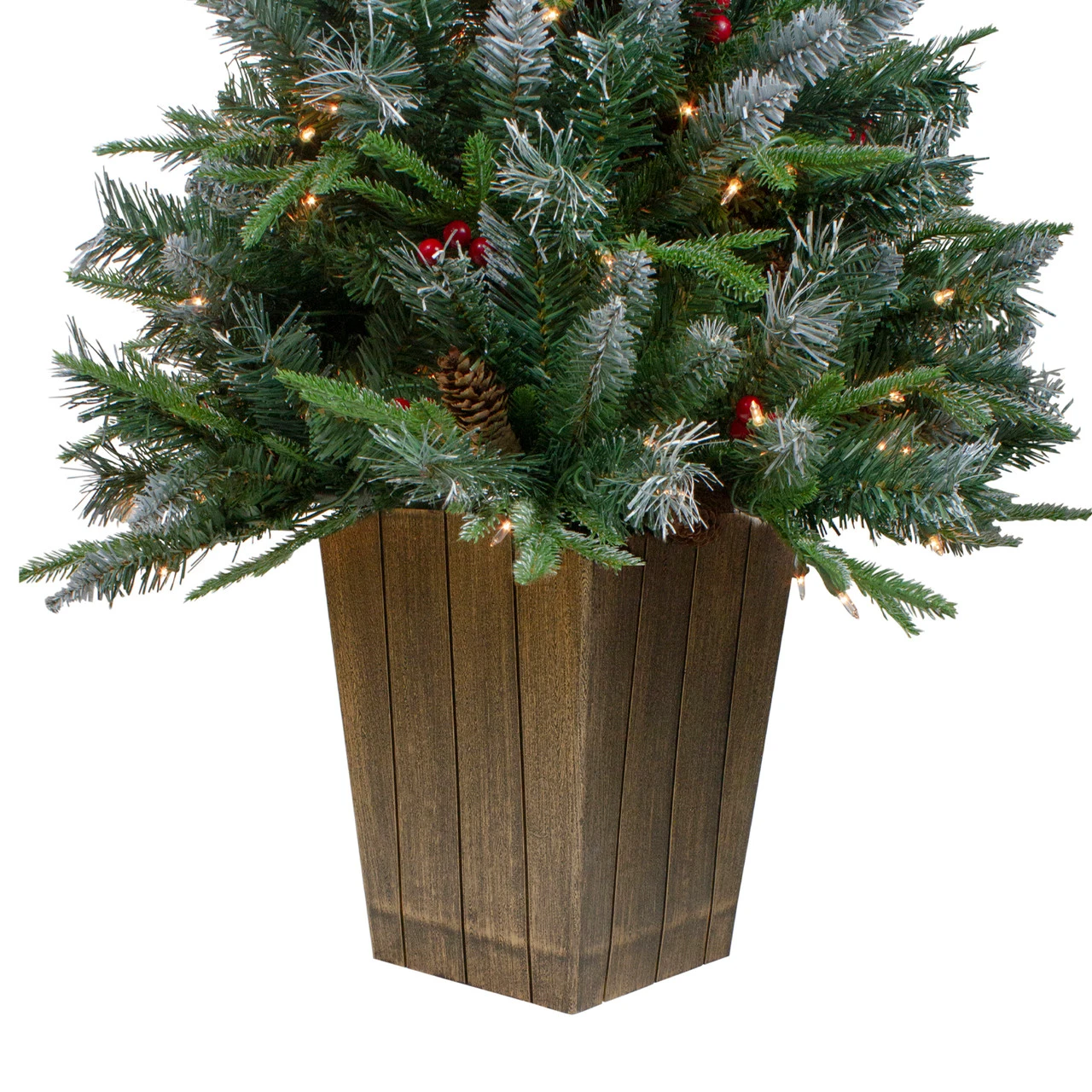 4' Pre-Lit Frosted Mixed Berry Pine Artificial Christmas Tree In Pot - Clear Lights 8 4' Pre-Lit Frosted Mixed Berry Pine Artificial Christmas Tree In Pot - Clear Lights - Image 6