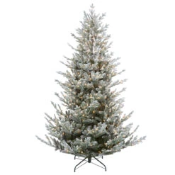 6.5ft Pre-Lit Flocked Little River Fir Artificial Christmas Tree - Clear Lights -Beauty Wreaths Shop northlight lt91587 style 92926.1667528705