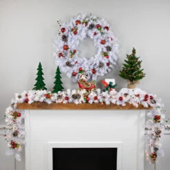 9' X 10" Pre-lit White Iridescent Mixed Pine Artificial Christmas Garland - Clear Lights -Beauty Wreaths Shop northlight m88639 m88641 style new 31764.1667681663
