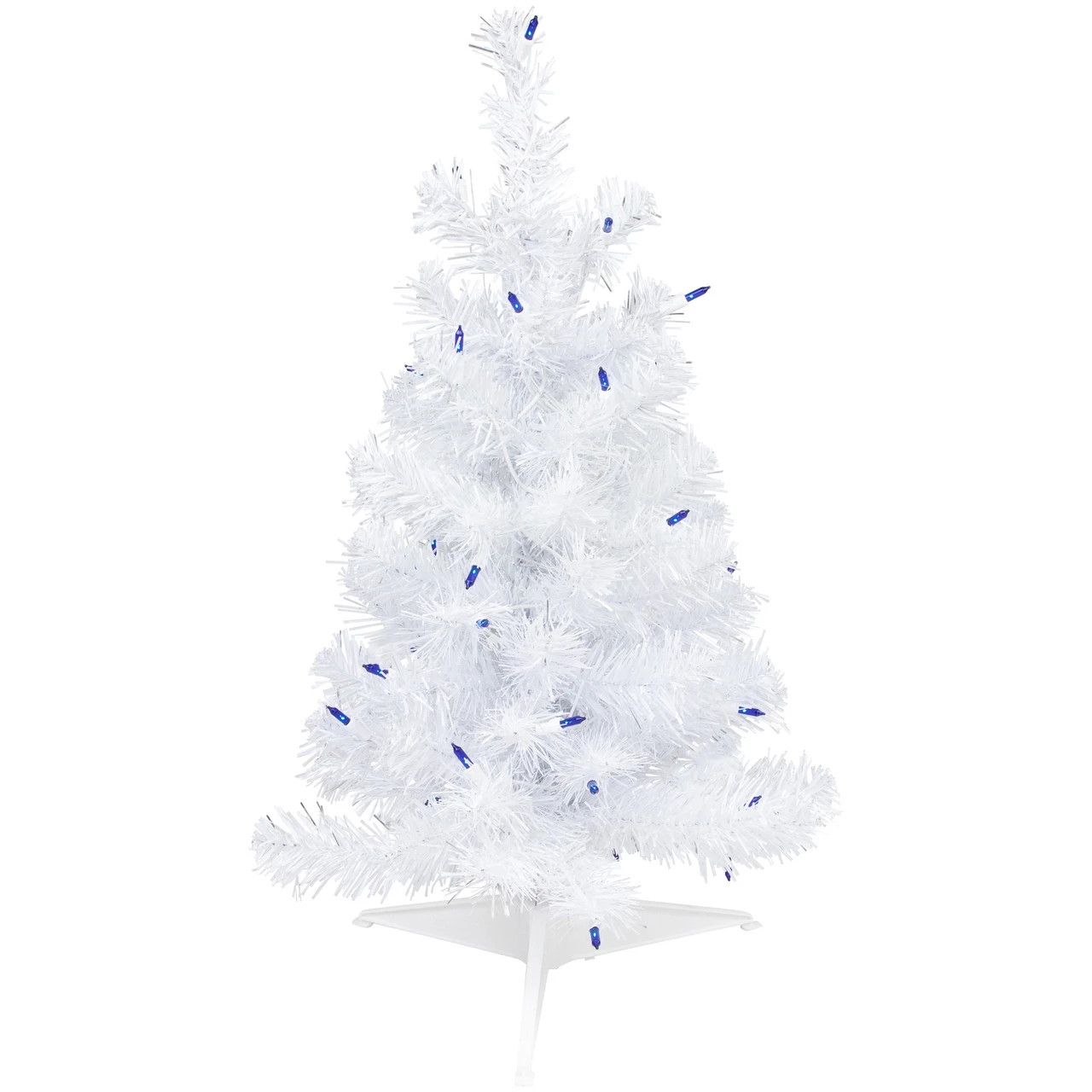 2' Pre-lit White Iridescent Pine Artificial Christmas Tree - Blue Lights 3 2' Pre-lit White Iridescent Pine Artificial Christmas Tree - Blue Lights