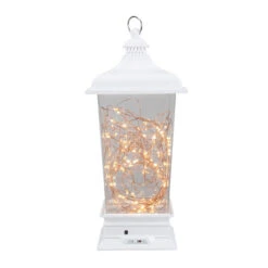 12" Battery Operated White Tapered Lantern With Rice Lights Tabletop Decoration -Beauty Wreaths Shop northlight mw90997 2 sample 68773.1667666255