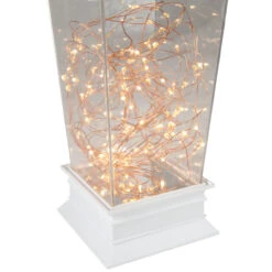 12" Battery Operated White Tapered Lantern With Rice Lights Tabletop Decoration -Beauty Wreaths Shop northlight mw90997 4 sample 85965.1667666255