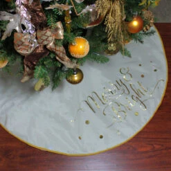 48” Ivory White Merry And Bright Christmas Tree Skirt -Beauty Wreaths Shop northlight n03374 3 14509.1667531230