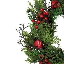 24" Rustic Red Jingle Bell, Berry And Pine Cone Artificial Christmas Wreath -Beauty Wreaths Shop northlight nl00145 1 77429.1667597015