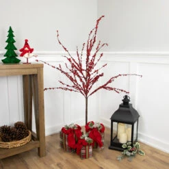 50" Artificial Red Berry Christmas Twig Tree With Square Stand, Unlit -Beauty Wreaths Shop northlight nl00343 styled 39596.1686065079