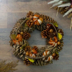 Pine Cones And Gourds Autumn Harvest Wreath, 13.25-Inch, Unlit -Beauty Wreaths Shop northlight nl00535 4 18402.1667597382