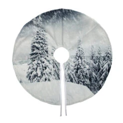 23" White And Gray Snowy Woodland Scene Mini Christmas Tree Skirt