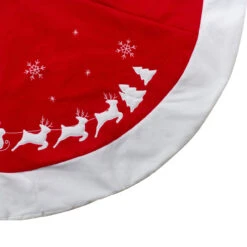 48" Red Sleigh And Reindeer Embroidered Christmas Tree Skirt -Beauty Wreaths Shop northlight nl01832 4 updated 06673.1667662346