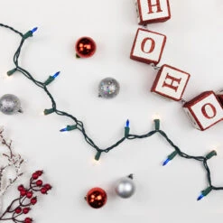 100-Count Blue And Clear Mini Christmas Light Set, 20 Ft Green Wire -Beauty Wreaths Shop northlight nl02338 3 36880.1683556731