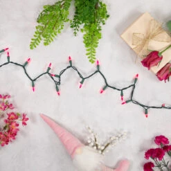 100ct Pink Mini Christmas Light Set, 20.25ft Green Wire -Beauty Wreaths Shop northlight nl02351 styled 2 04594.1678131805