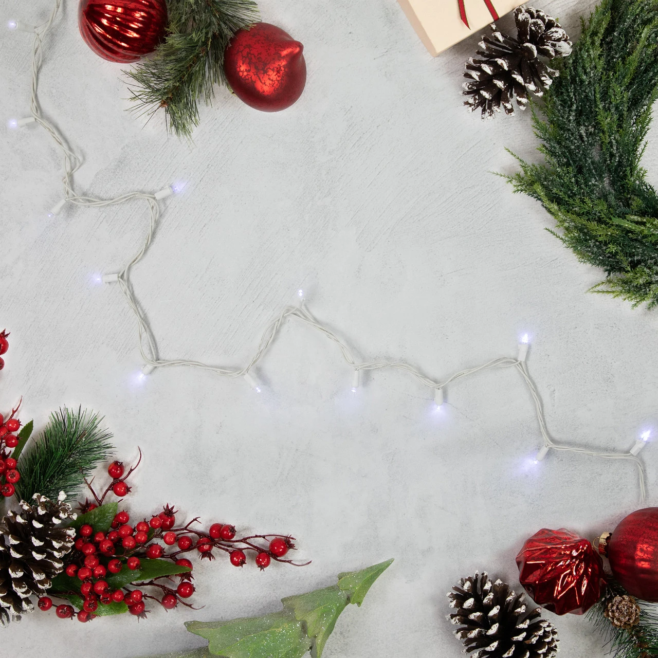 50ct White LED Wide Angle Christmas String Lights, 16.25ft White Wire 4 50ct White LED Wide Angle Christmas String Lights, 16.25ft White Wire - Image 2