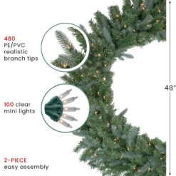 Pre-Lit Granville Fraser Fir Artificial Christmas Wreath, 48-Inch, Clear Lights -Beauty Wreaths Shop northlight nl02575 1 37571.1667553564