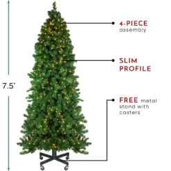 7.5' Pre-Lit Slim Olympia Pine Artificial Christmas Tree - Warm White Lights -Beauty Wreaths Shop northlight nl03216 thumbnail 1 00617.1667536402