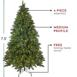 7.5' Pre-Lit Medium Mixed Scotch Pine Artificial Christmas Tree - Warm White LED Lights -Beauty Wreaths Shop northlight nl15087 thumbnail 1 09855.1667578155