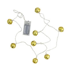 8 Battery Operated Gold LED Jingle Bell Christmas Lights - Clear Wire -Beauty Wreaths Shop northlight pw2091064 3 77949.1667659130
