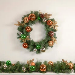6' X 12'' Green Artificial Mixed Foliage With Ornaments Christmas Garland, Unlit -Beauty Wreaths Shop northlight s04202 s04204 style 87734.1667530546