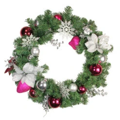 Poinsettia And Eucalyptus Artificial Christmas Wreath - 24-Inch, Unlit