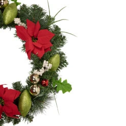Decorated Red And Green Poinsettia And Pine Artificial Christmas Wreath, 24-inch, Unlit -Beauty Wreaths Shop northlight s92645 2 updated 47276.1667573100