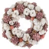 13" White And Pink Wooden Floral Christmas Wreath With Pinecones -Beauty Wreaths Shop northlight sh27004 1 93802.1680051731