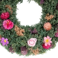 13" Pink Rose And Purple Thistle Mixed Floral Spring Wreath -Beauty Wreaths Shop northlight sh27007 2 03784.1680051743