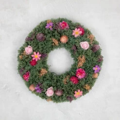 13" Pink Rose And Purple Thistle Mixed Floral Spring Wreath -Beauty Wreaths Shop northlight sh27007 ongray 61732.1680051742