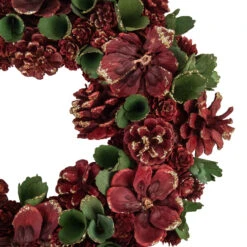 Red And Green Floral And Pine Cone Wooden Christmas Wreath - 13.5-Inch, Unlit -Beauty Wreaths Shop northlight sh27135 2 46122.1667576060