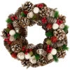 White Wooden Rose And Pine Cone With Berries Artificial Christmas Wreath,13.5-Inch, Unlit -Beauty Wreaths Shop northlight sh36204 41422.1667659927