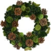 Green Wooden Rose And Pine Cone Artificial Christmas Wreath, 13.5-Inch, Unlit 2 Green Wooden Rose And Pine Cone Artificial Christmas Wreath, 13.5-Inch, Unlit -Beauty Wreaths Shop northlight sh36220 1 60525.1667659929
