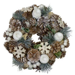 Frosted Glitter Pine Cone And Berries Artificial Christmas Wreath, 10.5-Inch, Unlit