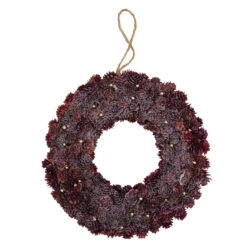 12.5"Wine Burgundy Glitter Pine Cone Artificial Christmas Wreath - Unlit