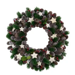 Pine Cone With Berries And Stars Artificial Christmas Wreath, 14-Inch, Unlit